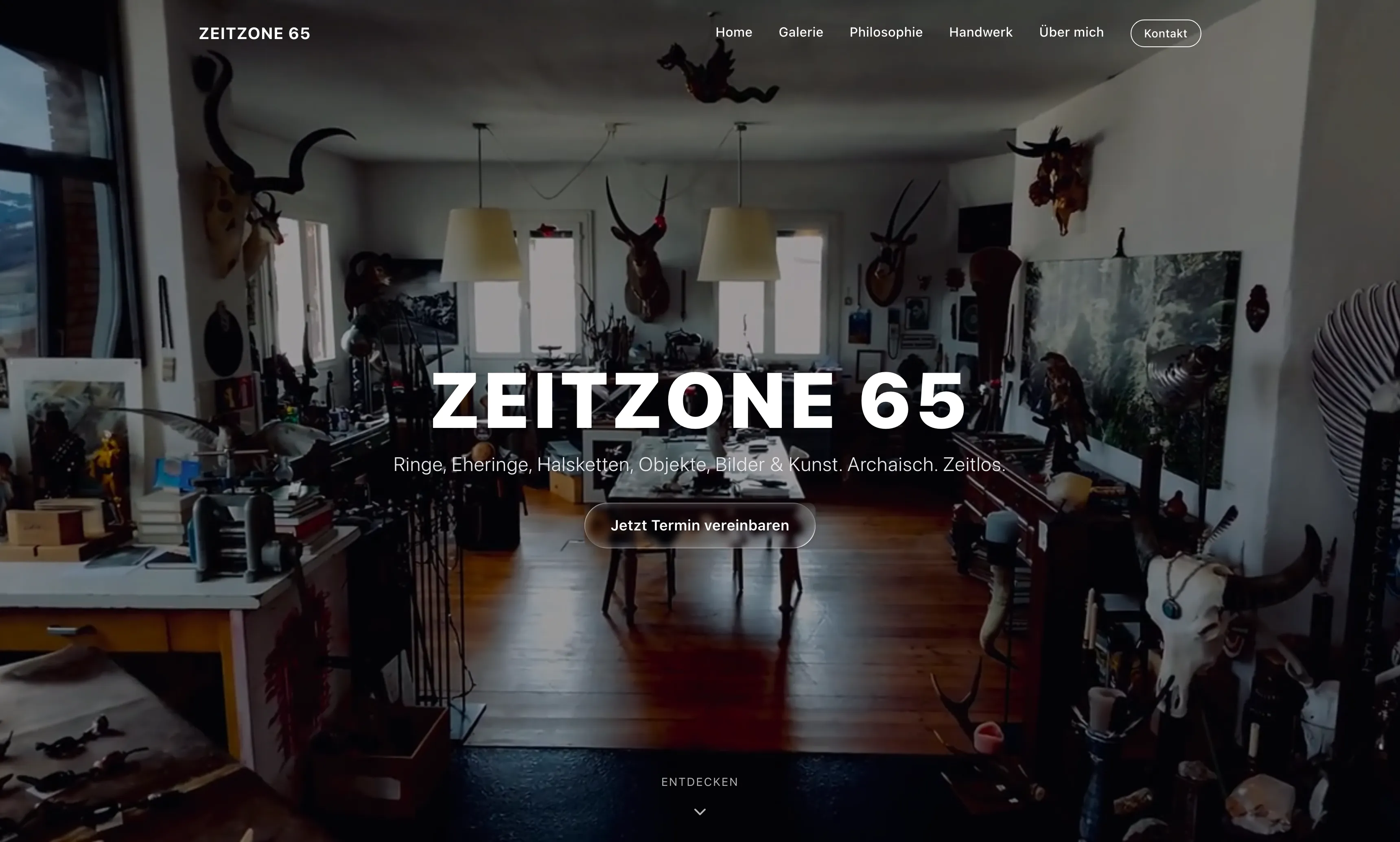 Zeitzone 65 – Desktop-Ansicht der Website, umgesetzt von Nexo Solutions