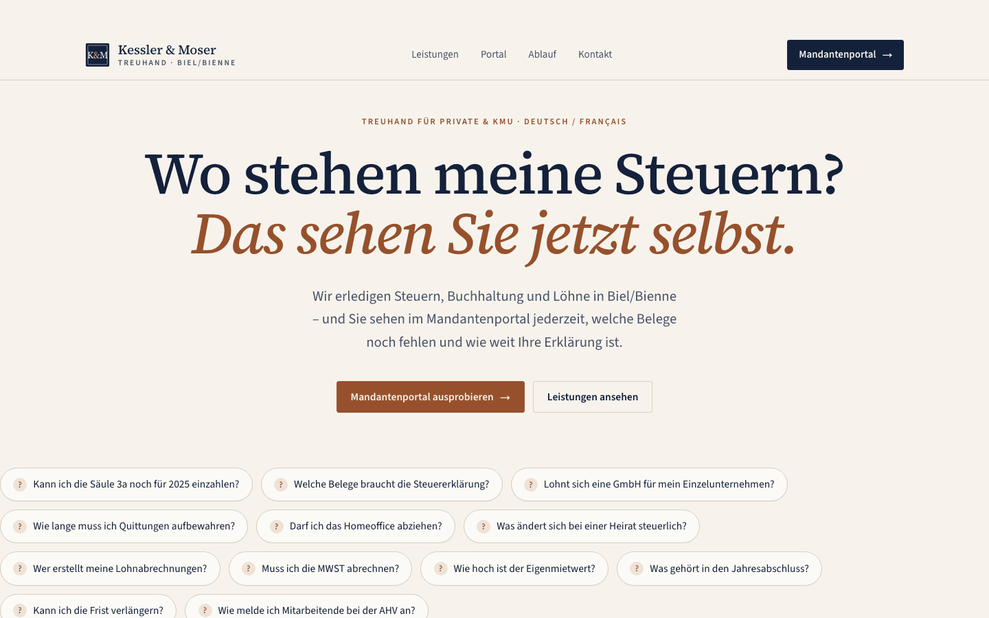 Vorschau der Konzeptdemo Kessler & Moser Treuhand