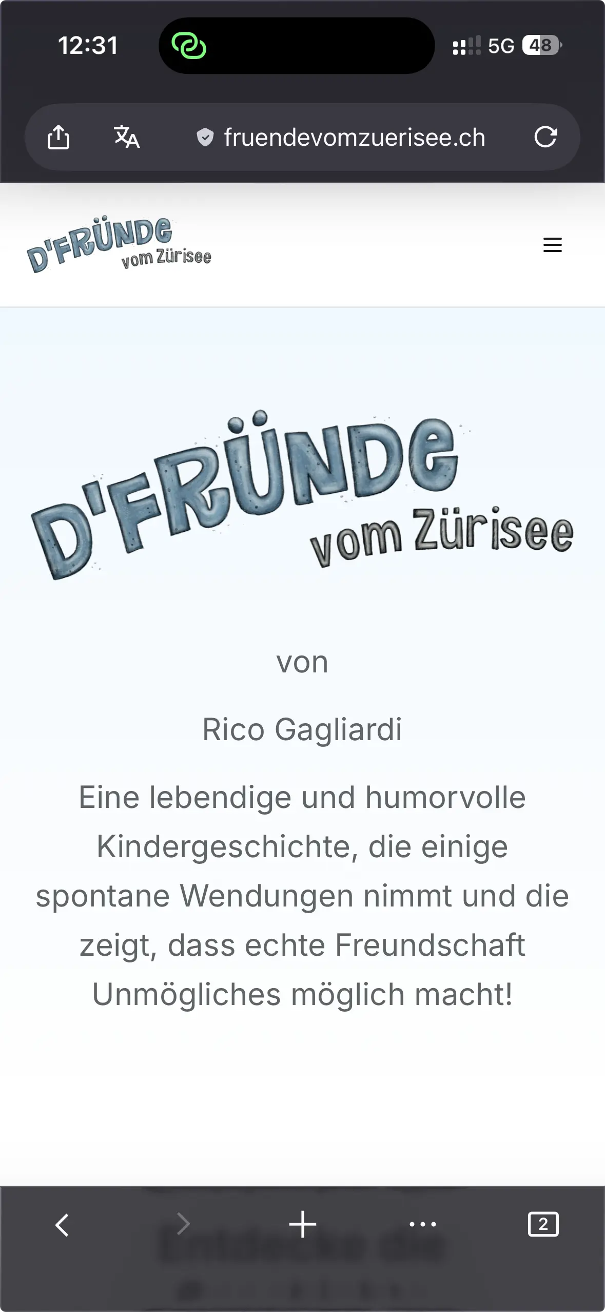 D'Fründe vom Zürisee – Mobile-Ansicht der Website